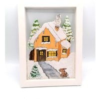 Winterdeko Aus Holz - Winterbild Im Rahmen H 28 cm B 21 Selbst Zugeschnitten Und Handbemalt Handarbeit Bayern Advent Winter Weihnacht von MonisKunstladen