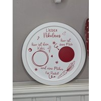 Nikolausteller, Tablett, Weihnachtsdeko, Weihnachtsmann, Nikolaus von MonisStehruemchen