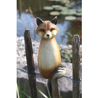 Zaunfigur Fuchs Jörg, Frostfester Zaunhocker, H 20 cm, Zaunfuchs, Dekofigur Gartenzaun von Monisdekoshop