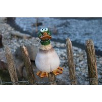 Zaunhocker, Zaunfigur Ente, Keramik, H 17, 5 cm, B 9 Zaun-Ente von Monisdekoshop