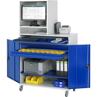 RAU mobiler Computer-Schrank, Monitorgehäuse, Tastaturauszug, Doppel-Flügeltür, Schubladenanzahl x H x B: 2 x 80 x 1.020 mm von RAU