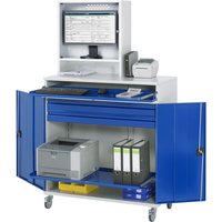 RAU mobiler Computer-Schrank, Monitorgehäuse, Tastaturauszug, Doppel-Flügeltür, Schubladenanzahl x H x B: 2 x 80 x 1.020 mm von RAU