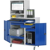 RAU mobiler Computer-Schrank, Monitorgehäuse, Tastaturauszug, Doppel-Flügeltür, Schubladenanzahl x H x B: 4 x 80 x 450-650 mm von RAU