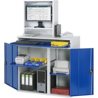 RAU Computer-Schrank, Monitorgehäuse, Tastaturauszug, Doppel-Flügeltür, Monitorfach Tiefe 230, 2 x Auszugstablar, stationär von RAU