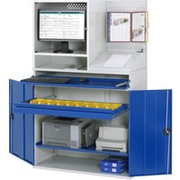 RAU Computer-Schrank, Monitorgehäuse, Tastaturauszug, Doppel-Flügeltür, Lochplattenrückwand, Schubladenanzahl x H x B: 1 x 80 x 1.020 mm von RAU