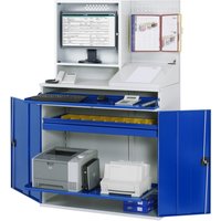 RAU Computer-Schrank, Monitorgehäuse, Tastaturauszug, Doppel-Flügeltür, Lochplattenrückwand, Schubladenanzahl x H x B: 1 x 80 x 1.020 mm von RAU