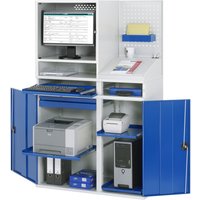 RAU Computer-Schrank, Monitorgehäuse, Tastaturauszug, Doppel-Flügeltür, Lochplattenrückwand, Schubladenanzahl x H x B: 1 x 80 x 650 mm von RAU
