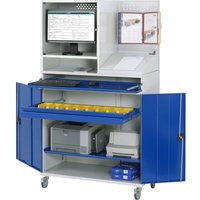 RAU mobiler Computer-Schrank, Monitorgehäuse, Tastaturauszug, Doppel-Flügeltür, Lochplattenrückwand, Schubladenanzahl x H x B: 1 x 80 x 1.020 mm von RAU