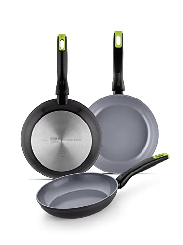 MONIX Eco Nature | Bratpfannenset 18-22-26 cm, recyceltes geschmiedetes Aluminium, verstärkte Antihaft-Keramik, für alle Herdarten und Induktion geeignet MONIX Eco Nature | Bratpfannenset 18-22-26 cm, recyceltes geschmiedetes Aluminium, verstärkte Antihaft-Keramik, für alle Herdarten und Induktion geeignet von Monix