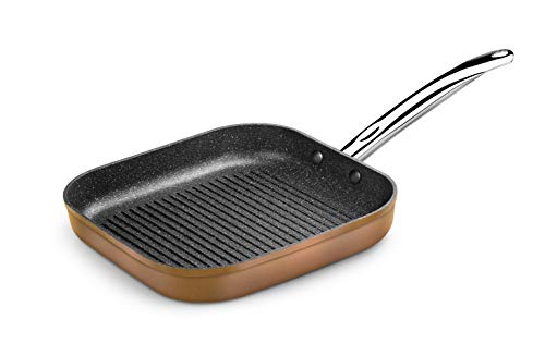 Monix Copper-Grill mit Streifen 28 x 28 cm, geschmiedetes Aluminium von Monix