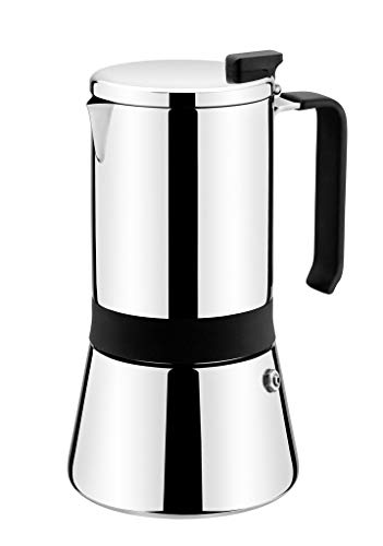 Monix Aroma | Italienische Kaffeemaschine, 18/10, Edelstahl, Grau (Stahl), 12 cm, 10 Tassen von Monix