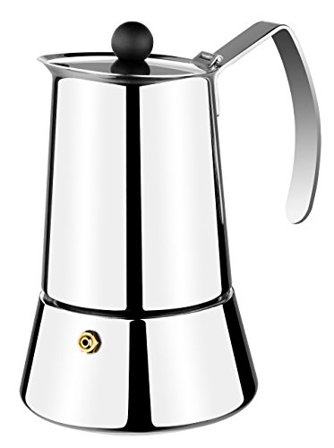 Monix Eterna- Italienische Kaffeemaschine mit einem Fassungsvermögen von 4 Tassen, hergestellt aus Edelstahl 18/10 und für alle Herdarten, einschließlich Induktion, geeignet von Monix