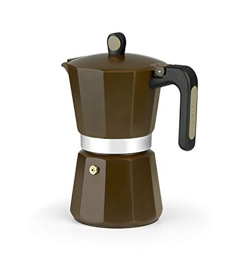 BRA Monix New Cream Italienische Kaffeemaschine aus Aluminium, Fassungsvermögen 9 Tassen, geeignet für alle Herdarten einschließlich Induktion von Monix