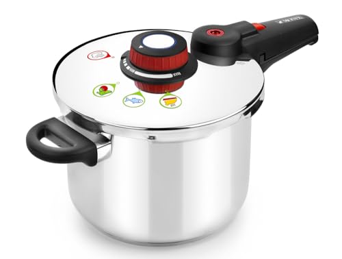 MONIX Selecta | 9-Liter-Schnellkochtopf mit Lebensmittelauswahlsystem und automatischem Verschluss, Edelstahl 18/10, Silber MONIX Selecta | 9-Liter-Schnellkochtopf mit Lebensmittelauswahlsystem und automatischem Verschluss, Edelstahl 18/10, Silber von Monix