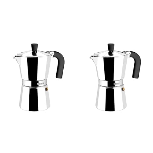 Monix Vitro Express Mokkakannen für 3 Tassen, Aluminium, edelstahl (Packung mit 2) von Monix