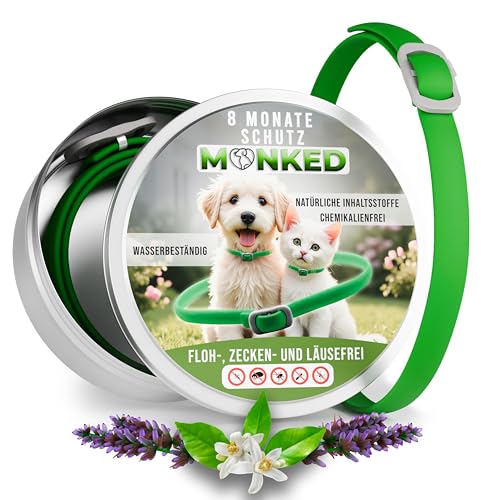 Monked | Natürliches Zeckenhalsband Hunde ohne Chemie | bis 8 Monate Schutz | Zeckenschutz Hund | Zeckenhalsband Hund | Halsband für Hunde | Flohhalsband Zeckenschutz Anti Zecken (Grün, Universal) Monked | Natürliches Zeckenhalsband Hunde ohne Chemie | bis 8 Monate Schutz | Zeckenschutz Hund | Zeckenhalsband Hund | Halsband für Hunde | Flohhalsband Zeckenschutz Anti Zecken (Grün, Universal) von Monked