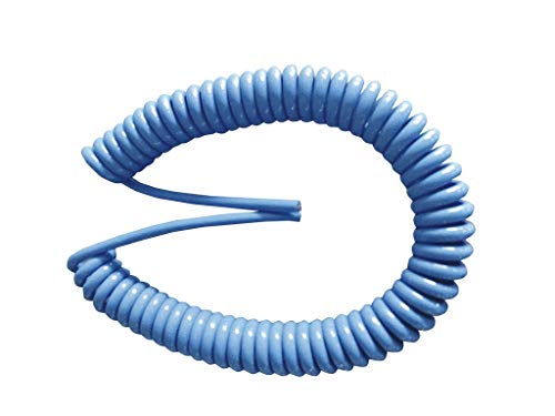 Blaue geschweifte Schlauchverlängerung 3 x 1 mm, Gesamtlänge 5 Meter (50 cm gerollt), ideal für die einfache Bewässerung und den Einsatz in Gärten oder engen Räumen, praktisch und funktional. von Monkey Ladder