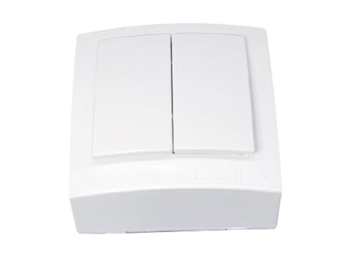 Doppelschalter 10 A, weiß, ideal zur Steuerung von zwei Stromkreisen und zur Optimierung der Lichtnutzung im Haushalt. von Monkey Ladder