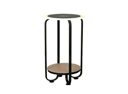 Monkey Ladder Schwarzer Tisch mit verstellbarem Licht (3 Positionen) und kabellosem Ladegerät mit 20 W, Farbtemperatur von 3000 K, kombiniert Holz. von Monkey Ladder