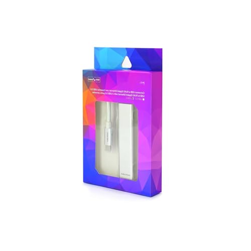 USB-C-zu-Gigabit-Ethernet-Konverter mit 3 USB 3.0-Anschlüssen, silberfarben, Länge 15 cm. Entwickelt für: Anschluss von Geräten und Erweiterungsanschlüssen. USB-C-zu-Gigabit-Ethernet-Konverter mit 3 USB 3.0-Anschlüssen, silberfarben, Länge 15 cm. Entwickelt für: Anschluss von Geräten und Erweiterungsanschlüssen. von Monkey Ladder