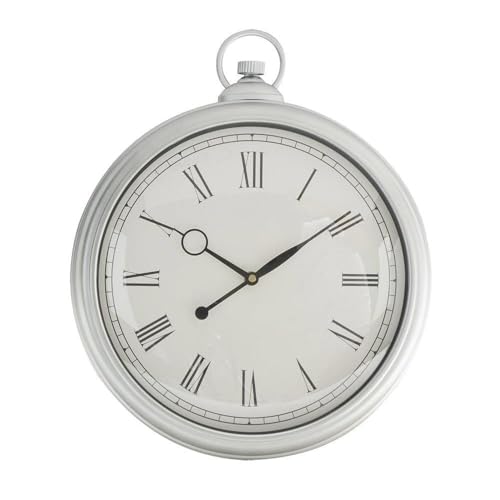 monkey ladder Wanduhr - Zeituhr in Silber, Maße 41 x 35 x 5 cm, mit kontinuierlichem Uhrwerk für konstante Genauigkeit von Monkey Ladder