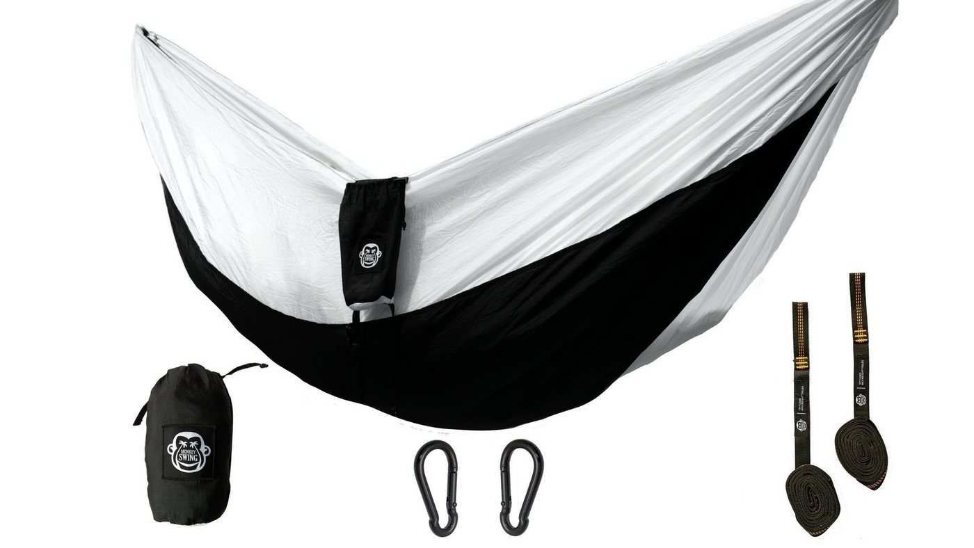 Monkey Swing Hängematte inkl. Aufhängeset, 270x140cm, Reisehängematte Outdoor ultraleicht von Monkey Swing