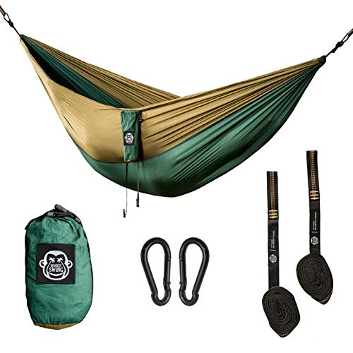 Monkey Swing Hängematte inkl. Aufhängeset I 275 x 140 cm I Outdoor, Travel, Trekking & Camping, Reise-Hängematte, Garten, Strand von Monkey Swing