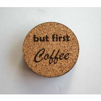Aber Erster Kaffee Kork Untersetzer Set Von 4 Ätzkork Cafe von MonkeysJewels