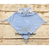 Personalisierte Blaue Elefant Kuscheldecke von MonogramPerfect
