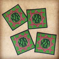Monogrammierte Bambus Untersetzer Aus Canvas | 4Er Set von MonogramsEtcNC
