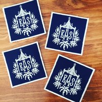 Monogrammierte Canvas Pagoden Untersetzer | 4Er Set von MonogramsEtcNC