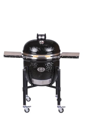 Monolith Classic PRO SERIE 2.0 BLACK inkl. Gestell & Seitentischen Holzkohle Grill Smoker von Monolith