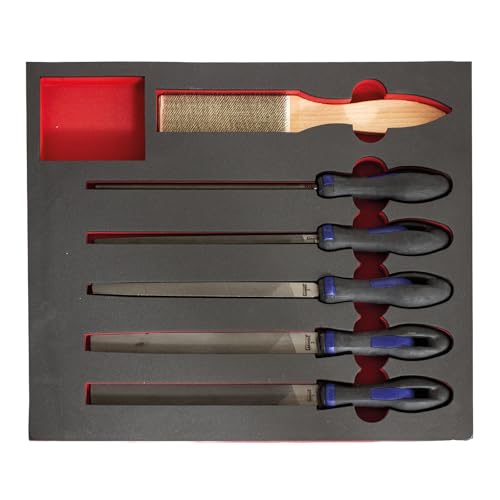 GAMBIT TOOLS Werkstattfeilen-Set, 6-teilig, DIN 7261, 200mm Länge, Hieb 2, mit Feilenbürste von Monopol