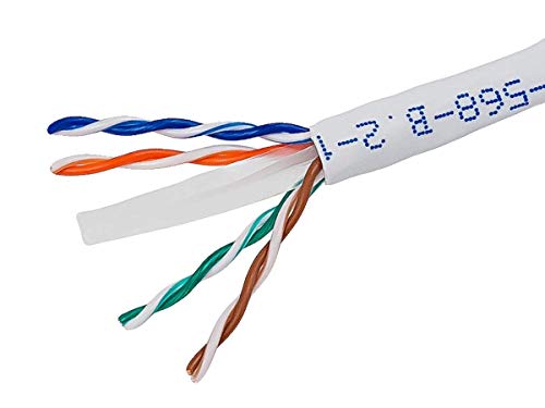 Monoprice 102273 Cat6-Ethernet-Kabel, Netzwerk-Internetkabel, strangiert, 550 MHz, UTP, CM, reiner Kupferdraht, 24 AWG, 300 m, Weiß von Monoprice