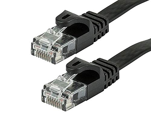 Monoprice Cat5e Ethernet-Patchkabel – RJ45, flach, verseilt, 350 MHz, UTP, reiner blanker Kupferdraht, 30 AWG, 30 m, Schwarz von Monoprice