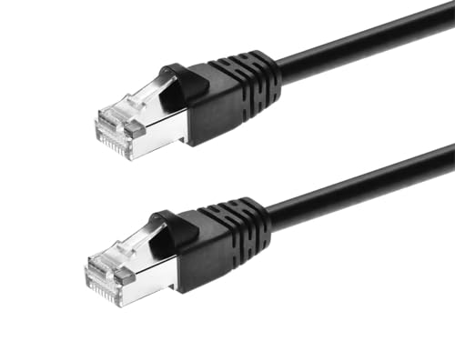 Monoprice Cat6A Ethernet-Patchkabel, Netzwerk-Internetkabel, RJ45, 550 MHz, STP, reiner blanker Kupferdraht, 10 G, 26 AWG, 4,3 m, Schwarz von Monoprice