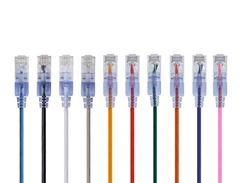 Monoprice SlimRun Cat6A Ethernet-Patchkabel – Netzwerk-Internetkabel – RJ45, verseilt, UTP, reines blankes Kupferdraht, 30AWG, 152 cm, 10 Stück von Monoprice
