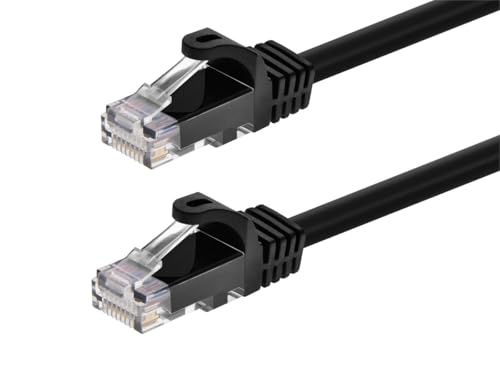 Monoprice Flexboot Cat6 Ethernet-Patchkabel – Netzwerk-Internetkabel – RJ45, verseilt, 550 MHz, UTP, reines blankes Kupferdraht, 24AWG, 9 m, Schwarz von Monoprice