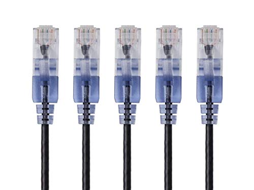 Monoprice Cat6A Ethernet-Netzwerk-Patchkabel – 15 m – mehrfarbig | 5er-Pack, 10G – SlimRun Serie von Monoprice