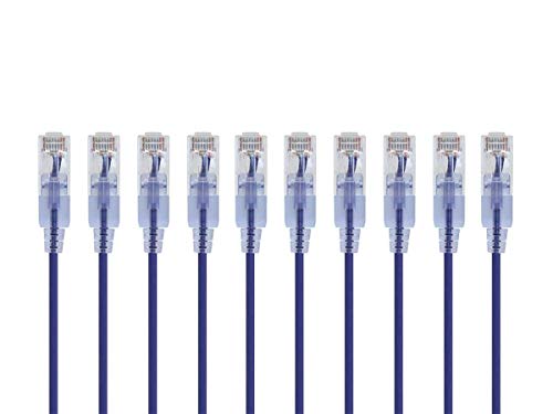 Monoprice SlimRun Cat6A Ethernet-Patchkabel – Netzwerk-Internetkabel – RJ45, verseilt, UTP, reines blankes Kupferdraht, 30AWG, 0,5 m, Violett, 10 Stück von Monoprice