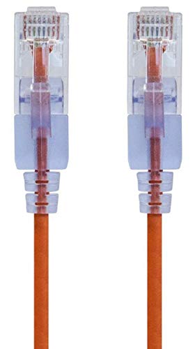 Monoprice Cat6A Ethernet-Patchkabel, Knickschutz, RJ45, 550 MHz, 10 G, UTP, reiner blanker Kupferdraht, 30 AWG, 91 cm, Orange, SlimRun-Serie (2 Stück, insgesamt 10 Stück) von Monoprice
