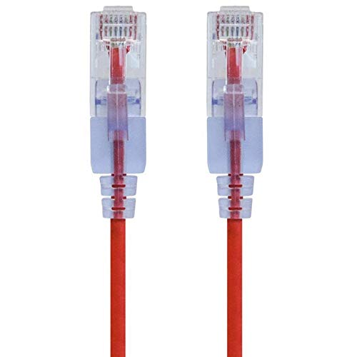 Monoprice SlimRun Cat6A Ethernet-Patchkabel – Netzwerk-Internetkabel – RJ45, 550 MHz, UTP, reines blankes Kupferdraht, 10 G, 30 AWG, 1,8 m, Rot, 5 Stück von Monoprice