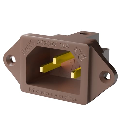 Monosaudio IC71(G) HiFi Kaltgerätebuchse AC 10A 250V C14 Vergoldete Reinkupfer Kaltgerätedose Einbaudose, 3 Pin Chassis Plattenmontage Steckverbinder von Monosaudio