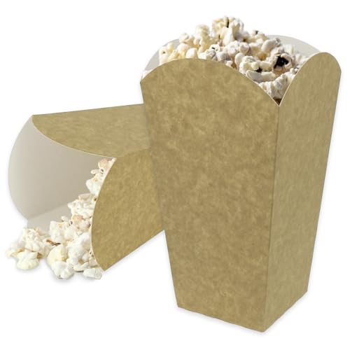 Monouso | 25 mittelgroße Popcornschachteln, Kraft, Folding, recycelbar und biologisch abbaubar, ohne Kunststoff, Film und Catering, 7,8 x 10,5 x 18 cm, 90 g von Monouso