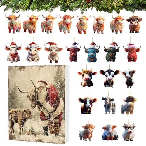 2024 Christmas Holiday Collectible Funny Cow Set Commemorative Collectible Christmas, 24 Days Cute Highland Cow Christmas Countdown von Monozoz