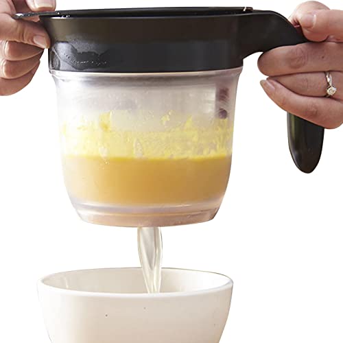 Bratenfettabscheider, Fettabscheider zum Kochen, 4 Tassen Fettsieb mit Bodenabgabe, Soßenfetttrenner, Suppenölabscheider, Messbecher von Monozoz