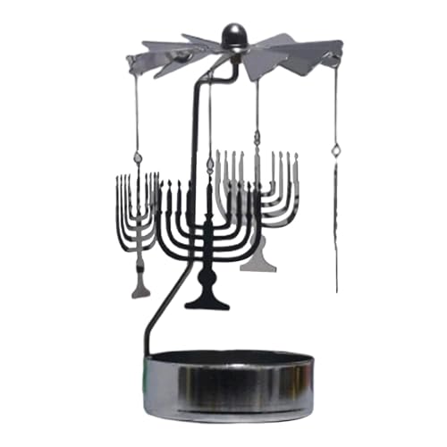 Drehbares Kerzenständer-Tablett, rotierendes Teelicht-Karussell, drehbarer Kerzenhalter, Tablett, Karussell, Kerze, Heimdekoration, Metall-Teelichter, drehbarer Kerzenhalter von Monozoz