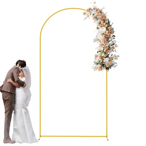 Hochzeitsbogen-Hintergrundständer, goldfarben, Metall, Ballonbogen, Hintergrundständer für Hochzeit, Zeremonie, Geburtstag, Party, Brautparty, Babyparty, Garten, Blumenbogendekoration von Monozoz