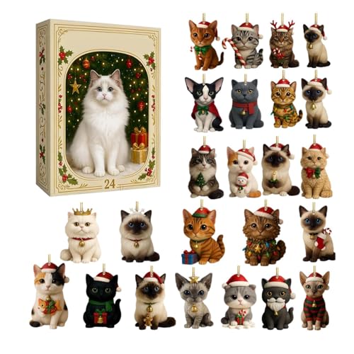 Monozoz 2025 Cat Countdown Kalender - 24 Tage 2D Acryl Katze Themed Ornament Advent 2025 - Countdown Kalender Festlicher Charme für Party Baum Hof Home Dekorationen Sammler Haustier Liebhaber Monozoz 2025 Cat Countdown Kalender - 24 Tage 2D Acryl Katze Themed Ornament Advent 2025 - Countdown Kalender Festlicher Charme für Party Baum Hof Home Dekorationen Sammler Haustier Liebhaber von Monozoz
