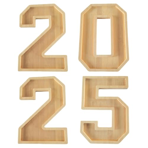 Monozoz 2025 Charcuterie-Brett-Zahlen, Holz-Lebensmitteltablett, Klasse 2025 Grad Dekorationen – Snack-Tabletts, Abschluss-Partyzubehör, Kuchenteller für Gemüse, Obst von Monozoz